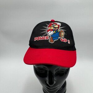 Super Mario Hat Boys Kids Adjustable Snapback Black Red Nintendo Embroidered